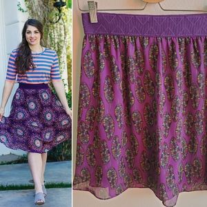 LuLaRoe Lola Skirt in Purple Feather Print